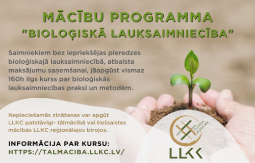 Mācības bioloģiskajā lauksaimniecībā – tiešsaistē un tālmācībā