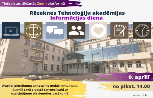 Iepazīsti Rēzeknes Tehnoloģiju akadēmiju virtuālajā Informācijas dienā!